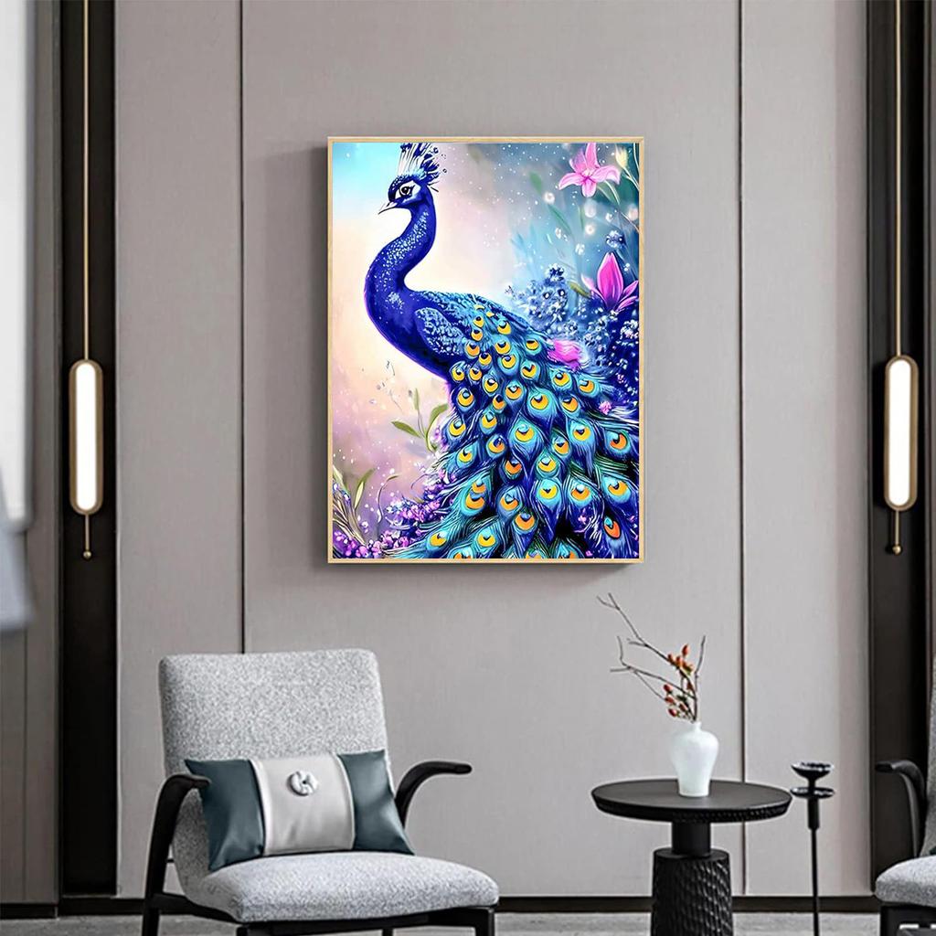 DIY Diamond Painting Cross Stitch Gorgeous Peacock Living Room Entrance Full of Diamonds Decorative Painting