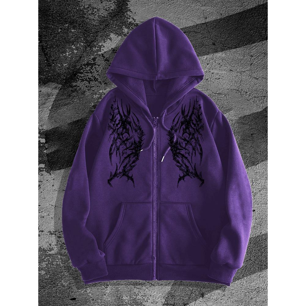 Мужская готическая толстовка на молнии с темным принтом, модный выбор в уличном стиле, идеально подходит для повседневных случаев, идеальна для сочетания с модными нарядами