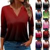 Women's T Shirt Tee Printed 3/4 Sleeve Daily Weekend Fashion Basic V Neck Regular Top