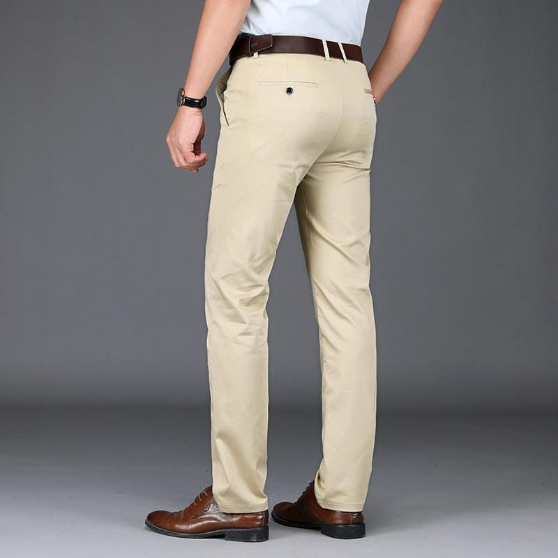 Тонкие мужские повседневные брюки Tencel эластичные повседневные брюки среднего возраста мужские летние повседневные мужские прямые брюки с высокой талией