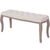 VidaXL Bench Lin Solid Wood 110 X 38 X 48 Cm Cream White