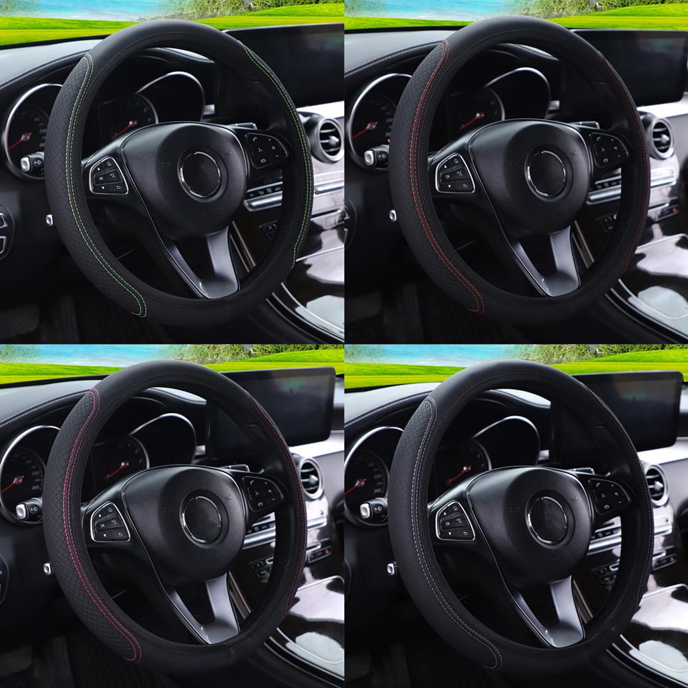37-38cm Car Steering Wheel Cover Skidproof Breathable Leather Steering Wheel Cover Universal Car-styling Car Interior Accessorie