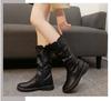 Women Warm Plush Fur PU Leather Mid Calf Boots Mother Snow Boots Female Ladies Flats Shoes Zip Platform Boots