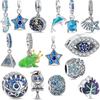 925 Серебряные голубые глаза дельфина кита тропической рыбы красочная палитра бусины шарма подходят оригинальные подвески браслет женские ювелирные изделия