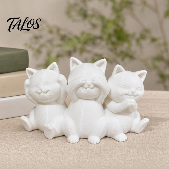 Эстетичная кошачья арт-фигурка «Три мудрых кота», 3D-печатная минималистичная статуэтка для стола, декоративные скульптуры, украшение для дома, орнамент «Древняя мудрость»