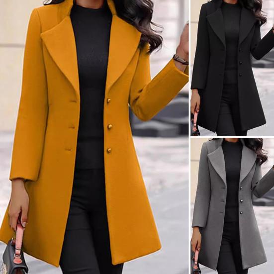 Женский шерстяной пиджак с отложным воротником, однобортное пальто, приталенное, с длинными рукавами, для поездок на работу, свиданий, весна, осень, зима
