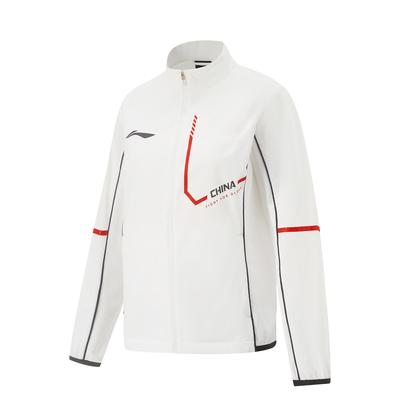 Li Ning Table Tennis Series Удобная повседневная простая куртка с воротником-стойкой на молнии Женские куртки Стандарт-белый AYYV010-3