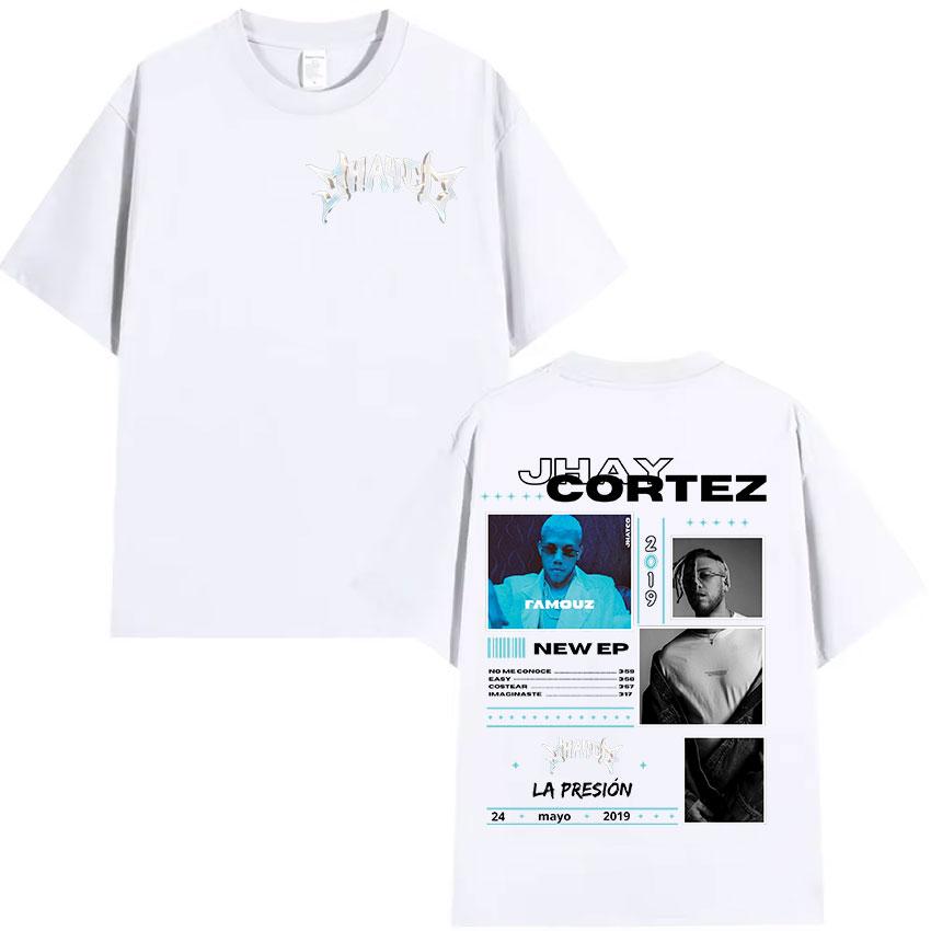 2025 Summer Rapper JHAY CORTEZ LA PRESION New Album Mens Hip Hop Fashion 100 Pure Cotton Printed Tshirt Retro Street Clothing