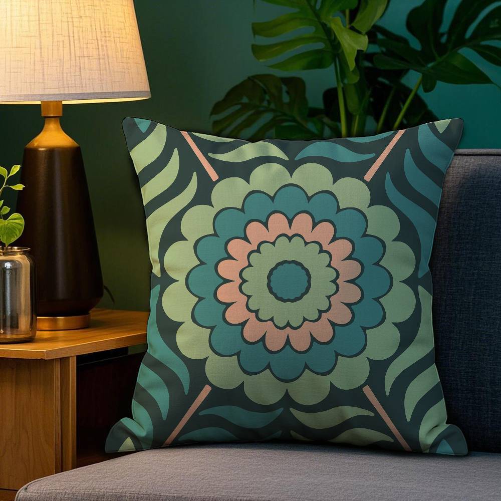 Bohemia Green Classic Pillow Case Plush Fabric Soft Double Sided Print Sofa Cushion Cover Throw Pillow Covers