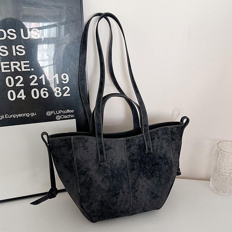 Yogodlns New Womens PU Leather Shoulder Bags Retro Tote Bag Autumn Winter Suede Large Capacity Shoulder Bag Versatile Commuting Bag