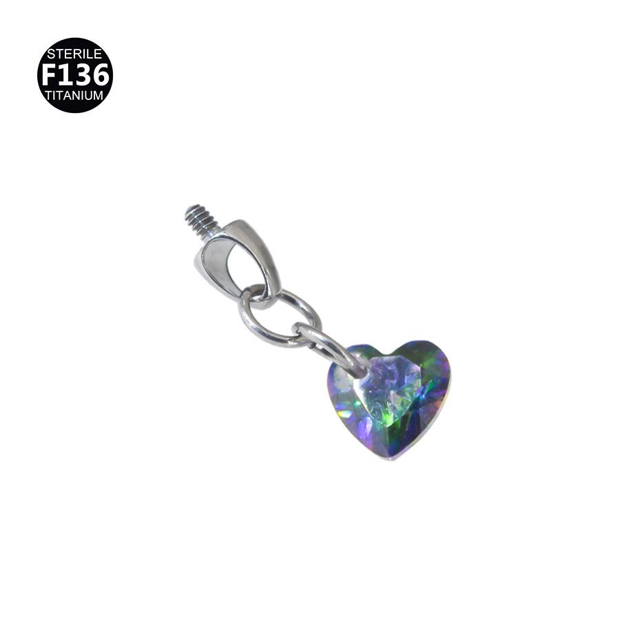 F136 Титановый лабрет с пулевидным наконечником в форме капли и подвеской из кристаллического циркона для пирсинга хряща уха