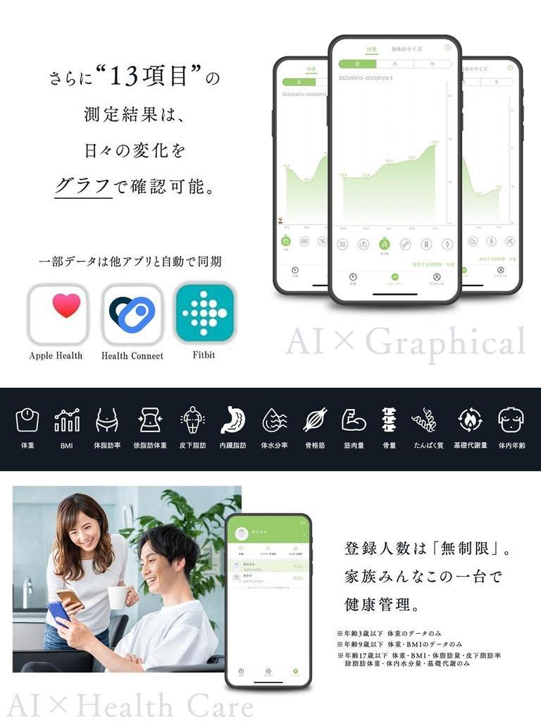 AI-powered Body Composition Scale [Also used by professional sports teams] Smartphone-linked Body Composition Scale INFIELD Black