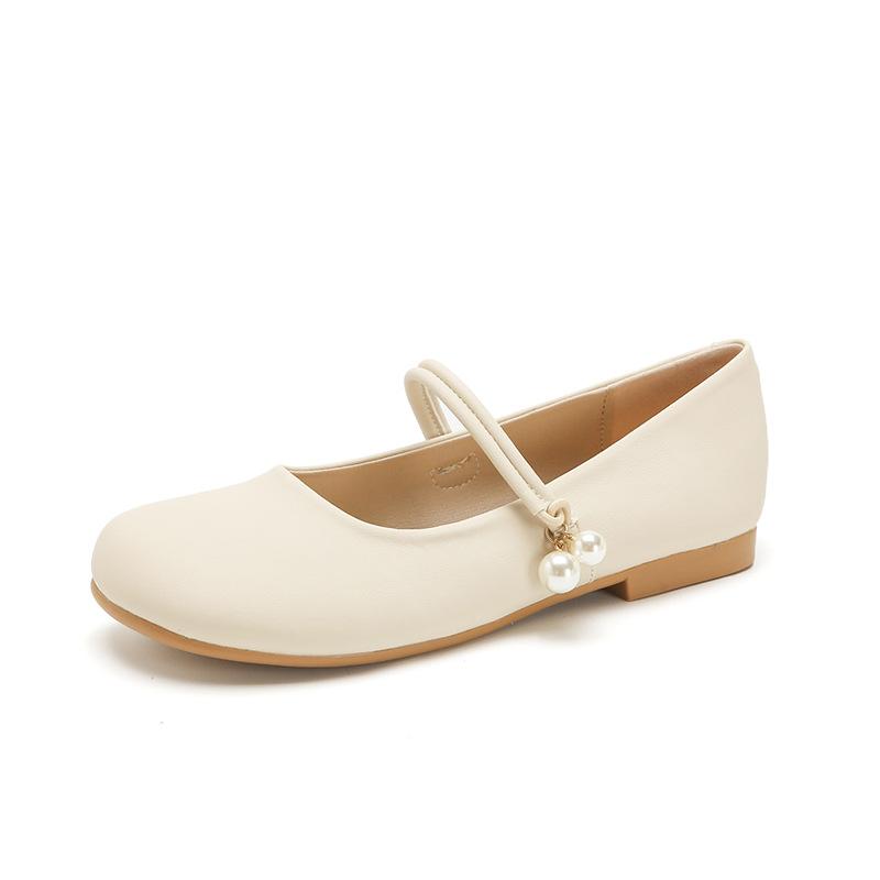 Туфли Мэри Джейн из кожи, новые белые туфли 2025 года, женские летние туфли для поездок на работу, легкий ветерок, с юбкой, темпераментные туфли на плоской подошве