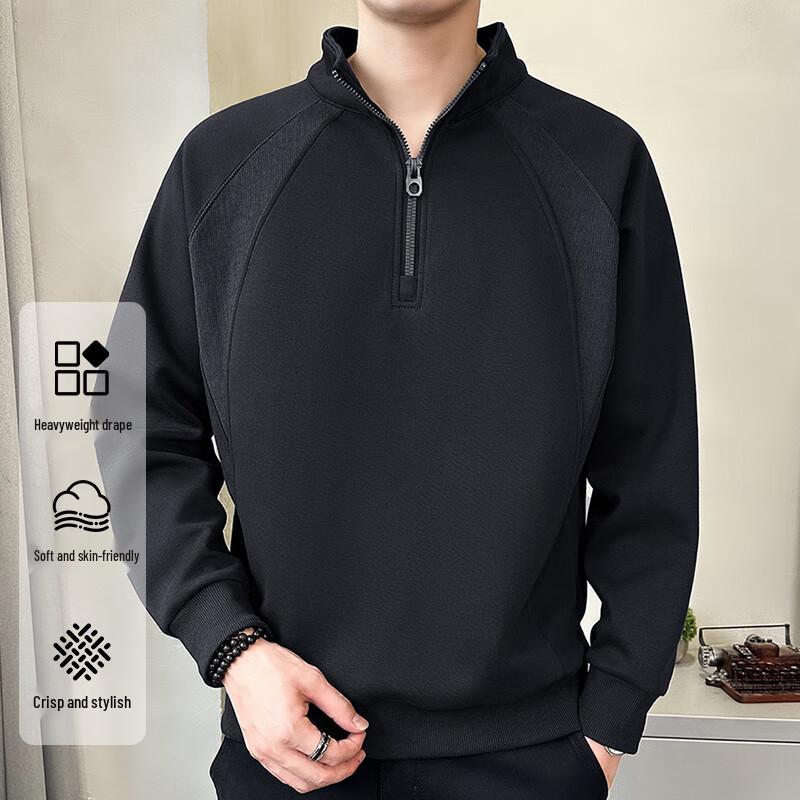 Duduosbao Men's Half-Zip Stand-Collar Sweatshirt