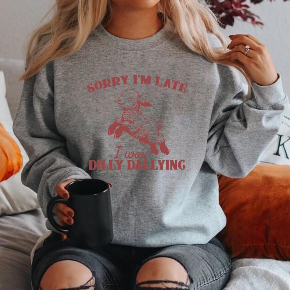 Извините, я опоздал, я просто валялся, толстовка с капюшоном и овечкой, милая овечья футболка, забавный свитер с изображением животных, унисекс-толстовки