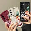 Чехол Candy Color для Samsung S24 S22 Ultra Plus S23 S21 S20 Fe A55 A54 A53 A52 A35 A34 A15 5g с рисунком оленей Санта-Клауса и защитой объектива, мягкий чехол