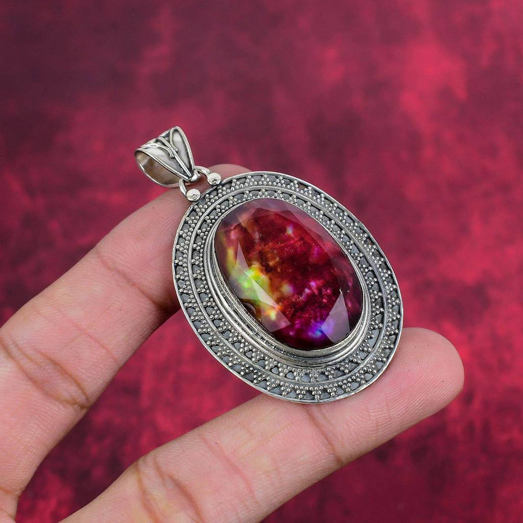 Ювелирные изделия из драгоценных камней аммолит, ювелирные изделия из стерлингового серебра 925 пробы для нее, ювелирные изделия ручной работы, новый фирменный дизайнерский кулон для любви