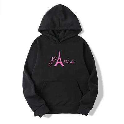 Розовые худи с принтом Парижа, спортивный пуловер для улицы на весну-осень, толстовка, хип-хоп свитера, зимняя одежда для женщин