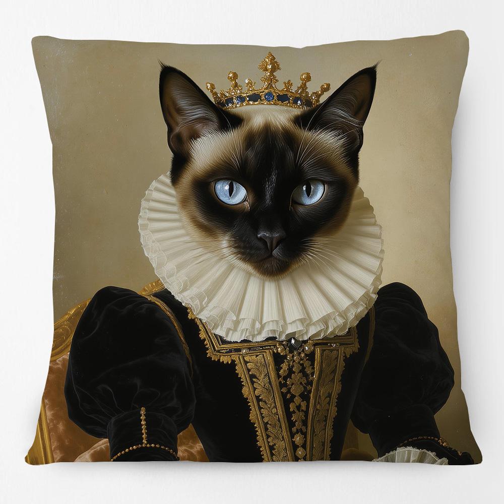 Vintage Royal Dogs And Cats Portraits Cushion Cover Poodle Border Collie Jack Russell Labrador Dog Pillowcase
