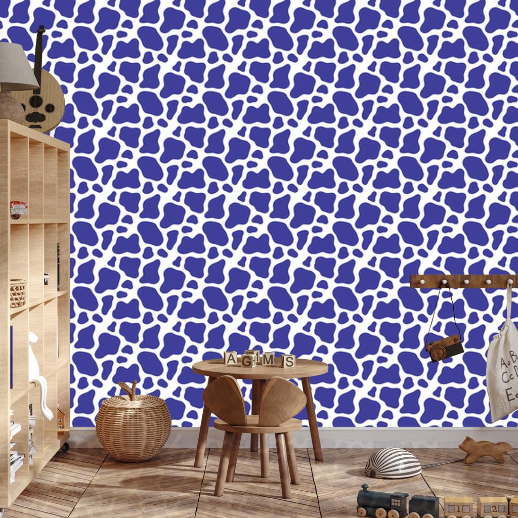 Blue Cow Patches Wallpaper, Blue Background for Living Room and Bedroom 50x1000