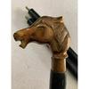 Antique Brass Horse Head Solid Handle Walking Stick Wooden Spiral Carved Cane
