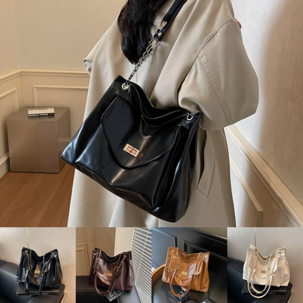 Fashion Lock Buckle Single Shoulder Bag PU Leather Large capacity Crossbody Bag Delicate Tote Bag for Women Girls