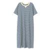 Летнее платье-футболка в полоску с короткими рукавами, женское свободное тонкое платье-футболка длиной выше колена