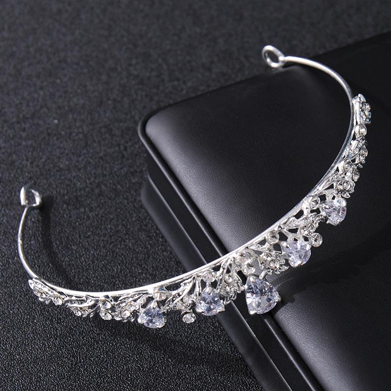 Fashion Zircon Bridal Tiara Headpiece Silver Color Crystal Wedding Crown Hair Accessories Women Birthday Party Rhinestone Crowns