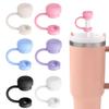 2Pcs Solid Color Straw Cover Food Grade BPA Free Silicone Reusable Dust-proof No Spill 10MM Tumbler Straw Tip Plug Topper Protector Cup Accessories