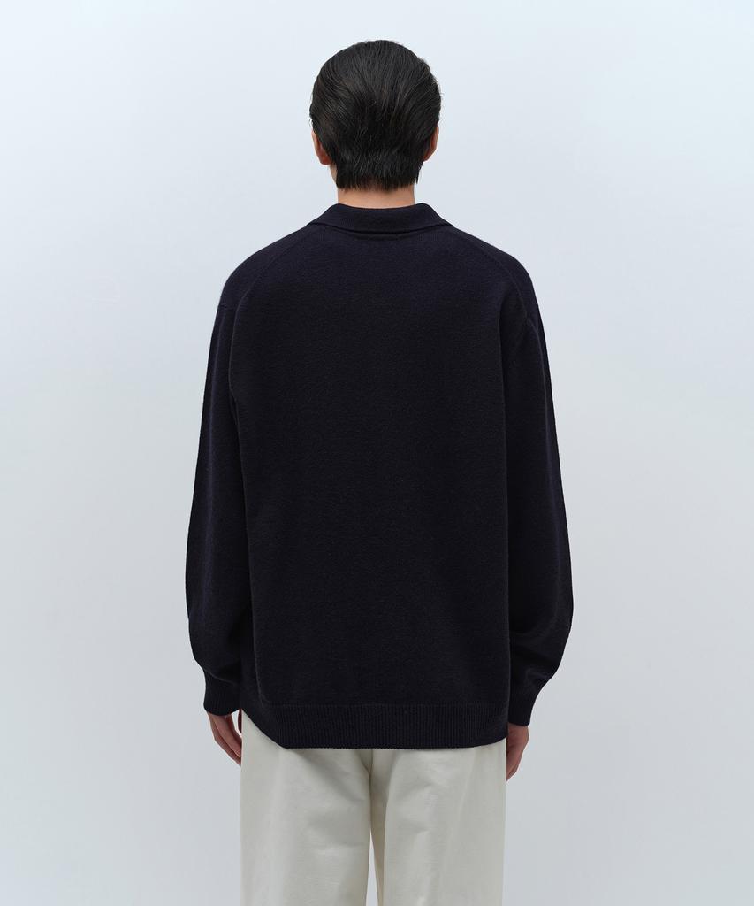 Musinsa Standard [Victoria Wool] Минималистичный вязаный кардиган с воротником [Темно-синий]