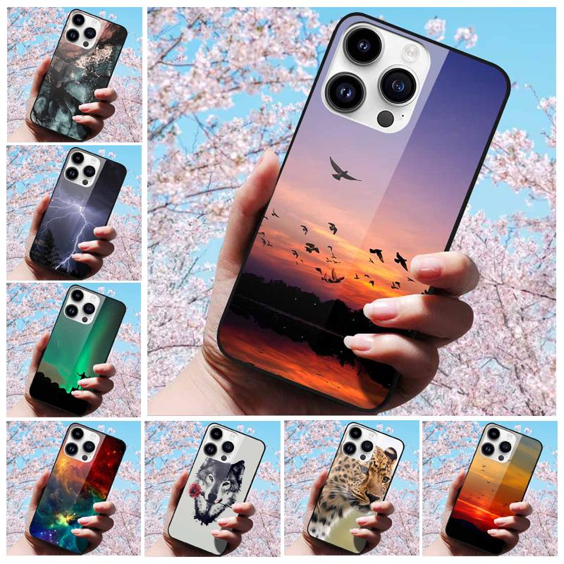 For iPhone 16 Pro Max Case Tempered Glass Hard Fashion Cover Soft Bumper for iPhone 16 Pro Phone Shell Capa iPhone 16 Plus Cases