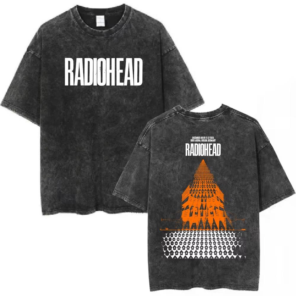 Rock Band Radiohead The Bend Забавная Кошка Винтажные Стираные Футболки Мужские Женские Мода Хип-Хоп Футболки Хлопок Мужская Футболка Уличная Одежда