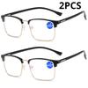 2Pcs Square Reading Glasses Men Myopia Eyewear Anti Blue Light Half Frame Myopia Eyeglasses