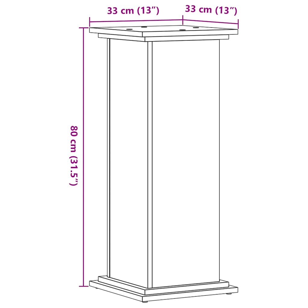 Plant Stand Gray Sonoma 33x33x80 cm Engineered Wood