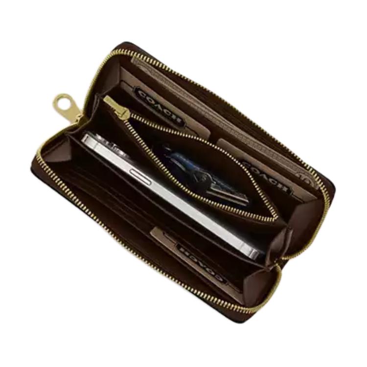 Coach 19 Brand Logo Zipper Wallet Crocodile Embossed Leather Women wallet Black CT083-IMBLK