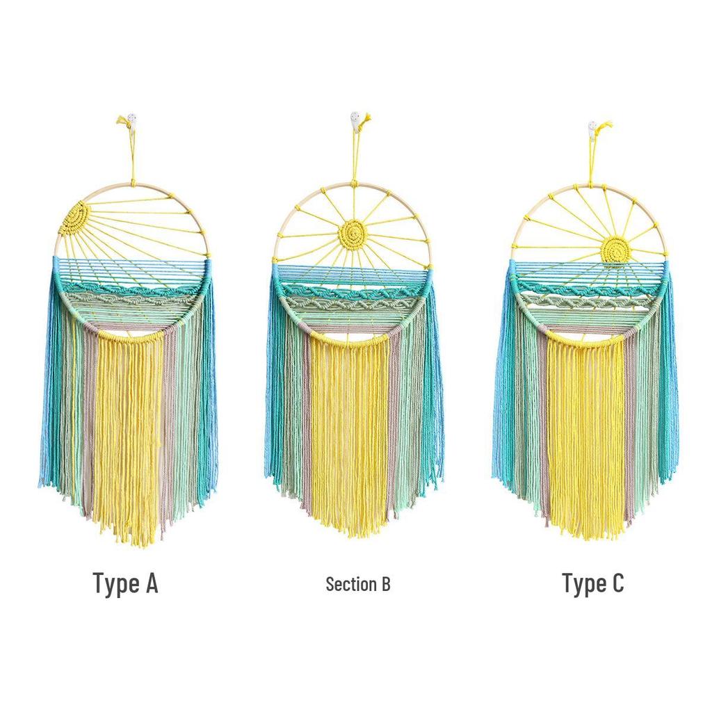Тканый вручную гобелен из хлопковой веревки «Рассвет Закат» для декора комнаты