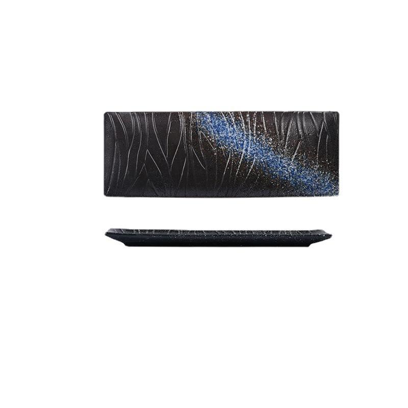 Керамическая тарелка для суши Японская керамическая посуда Гостиничная бытовая тарелка для рыбы и плоская тарелка прямоугольная тарелка