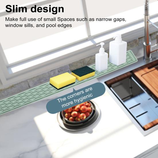Узкий длинный силиконовый нескользящий коврик, термостойкий водонепроницаемый коврик для сушки, многофункциональный кухонный коврик для столешницы, прямоугольная мойка, сушилка для посуды