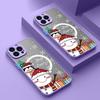 Чехол для телефона Merry Christmas Tree Snowman Print для iPhone 16 15 Pro Max 14 13 Pro 12 11 8 7 для MagSafe Magnetic Shockproof Soft Edge Clear Matte Cover