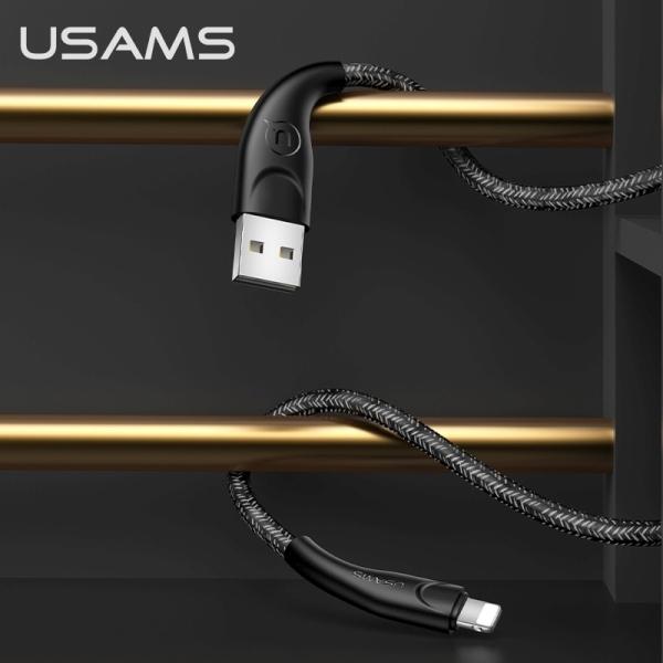 Usams Kabel Pleciony U41 Lightning 2M 2A Czarny/Black Sj394Usb01 (Us-Sj394) Fast Charge
