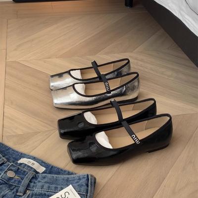 Spot~ Виноградная мама, убегай, милая~ Французская квадратная голова с универсальными балетками Мэри Джейн для женщин