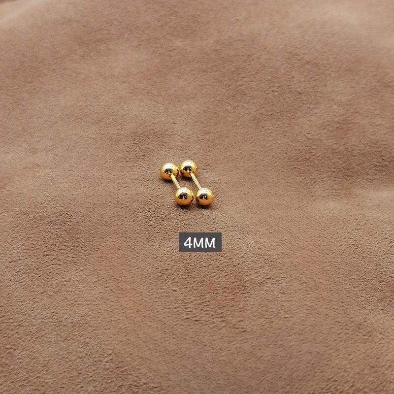 Silver Needle Screws Fasten Stud Earrings. Women's Round Ball Ear Barb. No Need To Remove The Earrings. Anti-loss Design.