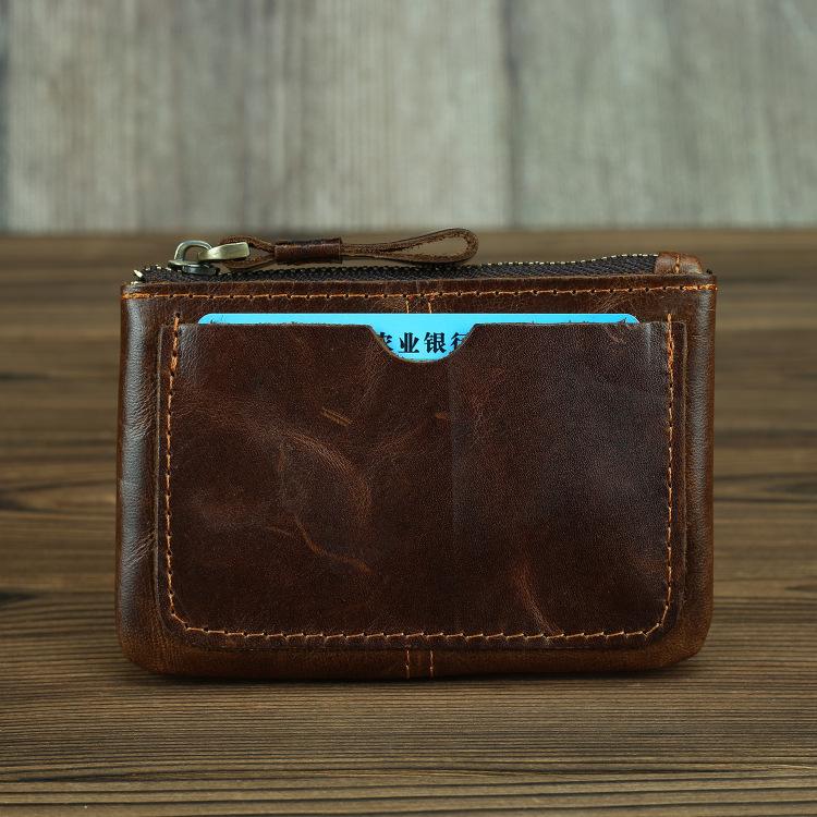 Унисекс Винтажный Кожаный Кошелек для Монет Ручной Работы Мини Кошелек на Молнии Держатель для Карт Компактная Дорожная Сумка для Повседневного Использования Мини Мужской Кошелек
