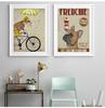 English Bulldog Ice Cream Dog Painting Canvas Pictures for Living Room Dog Bicycle Wall Art Retro Posters and Prints Quadros No Frame