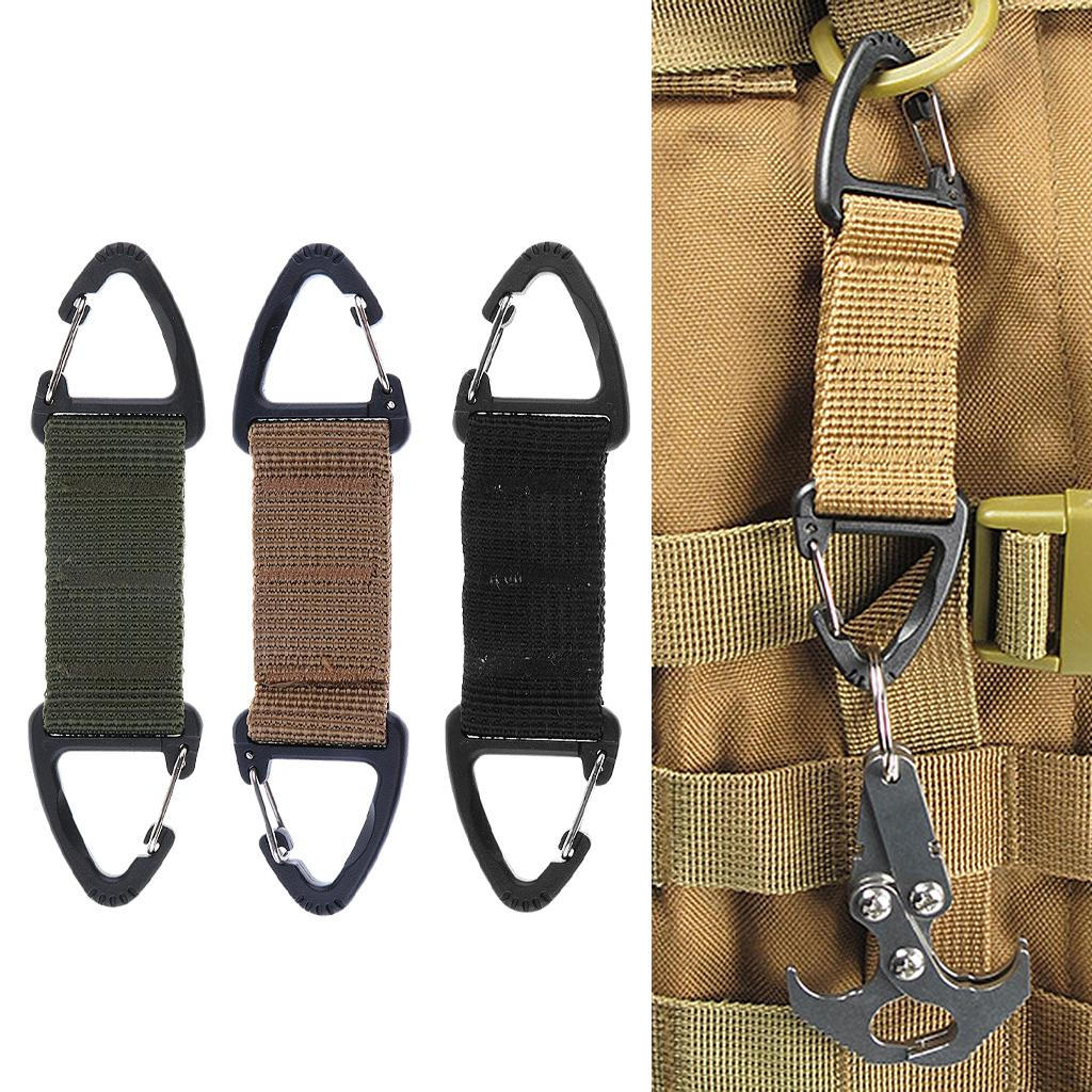 3 Pieces Outdoor Nylon Webbing Triangular Carabiner Clip Spring Snap Hook 1 Inch Strap Belt Buckle