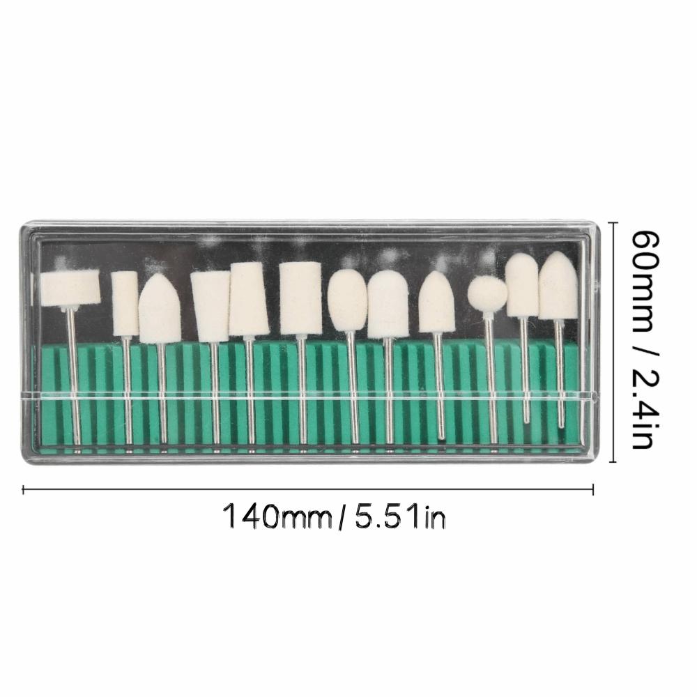 12pcs Premium Wool Felt Nail Drill Buffing Bit Wool Felt Nail Bits Gel Nail Surface Fine Buffing