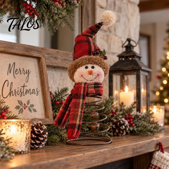 Tiered Tray Decor Snowman Christmas Tree Topper with Spring Base, 9.84 Inch Autumn Decorative Gifts Party Tabletop Ornament, Fall Harvest Decoration