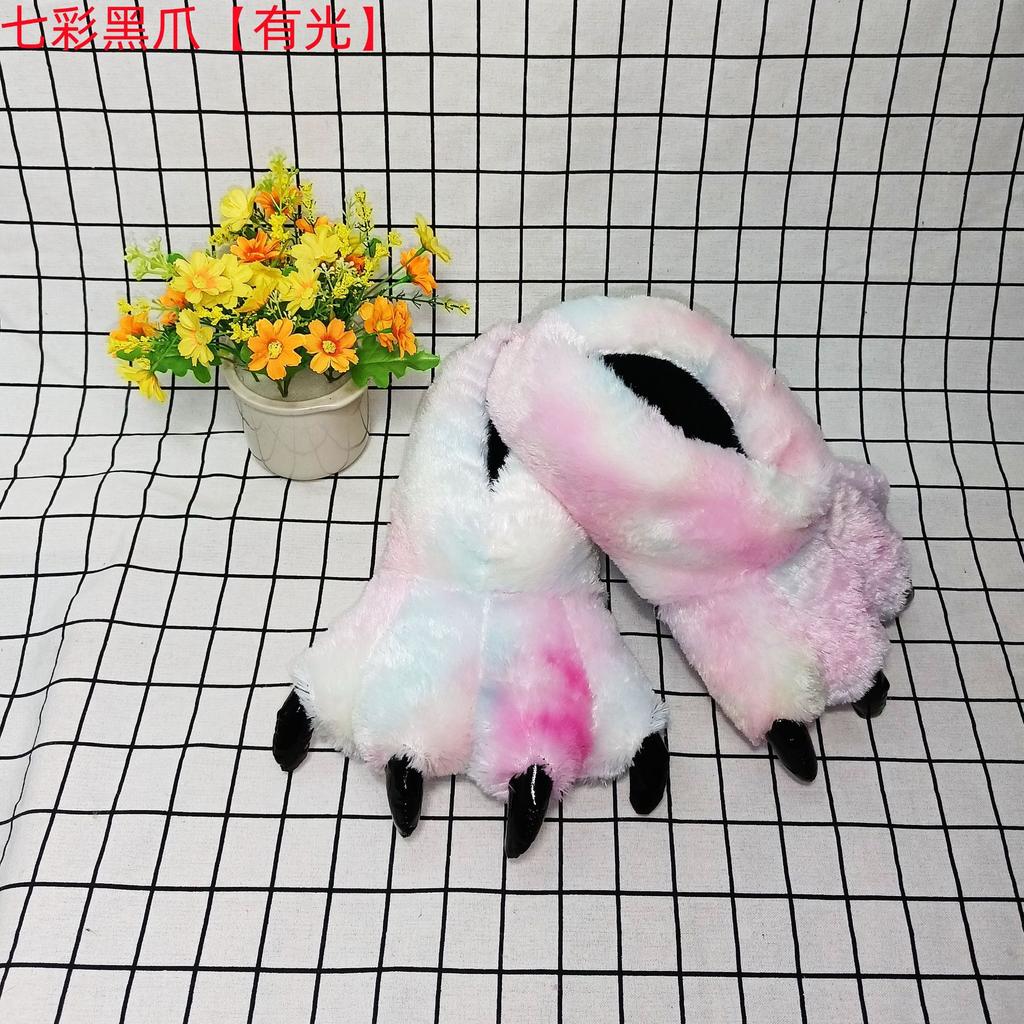 Designer Bear Paw Shoes for Women Winter Fur Slip On Sneakers Woman Chunky Gray Claw Plush Slides Home Floor Shoes