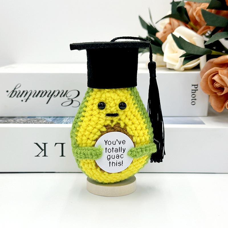 Funny Crochet Avocado Handmade Ornaments Emotional Support With Card Desktop Ornament Handmade Knitte Avocado Gift Home Decor
