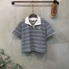 C S In The Room Men Adi Label paTCh STripe Collar ShorT Sleeve T ShirT 3Color